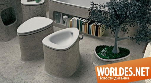 дизайн ванной комнаты, ванная комната, ванная комната в стиле эко, оригинальная ванная комната, современная ванная комната, цементная ванная комната, необычная ванная комната